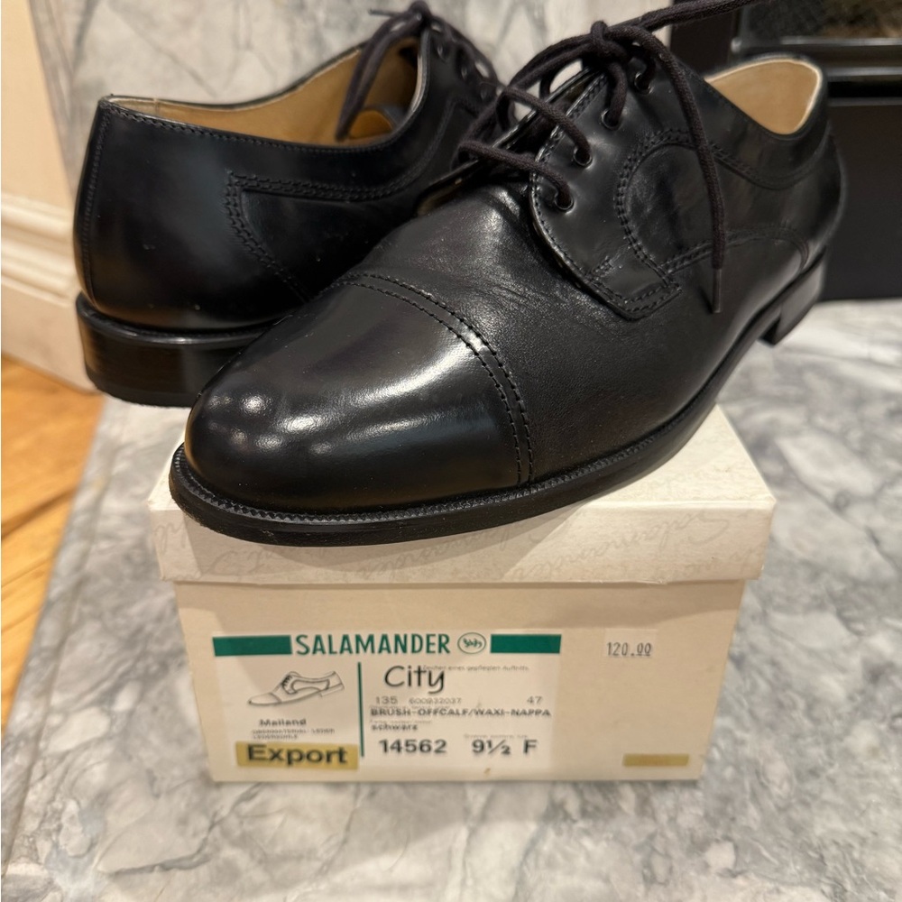 Salamander Men's Black Leather Dress Shoes
